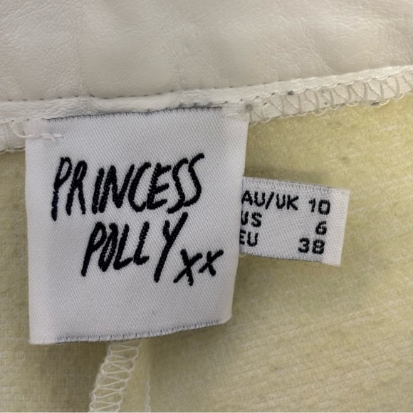 Princess Polly Encore Faux Leather High Waist High Rise White Crop Pants size 6 - Picture 10 of 16